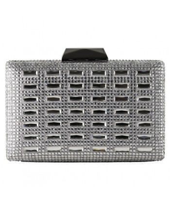 Bag clutch, Worth white, in satin and crystals