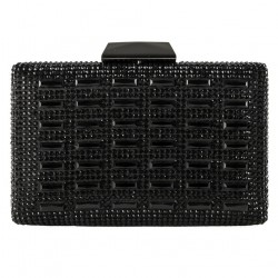 Bag clutch, that is black, in satin and crystals